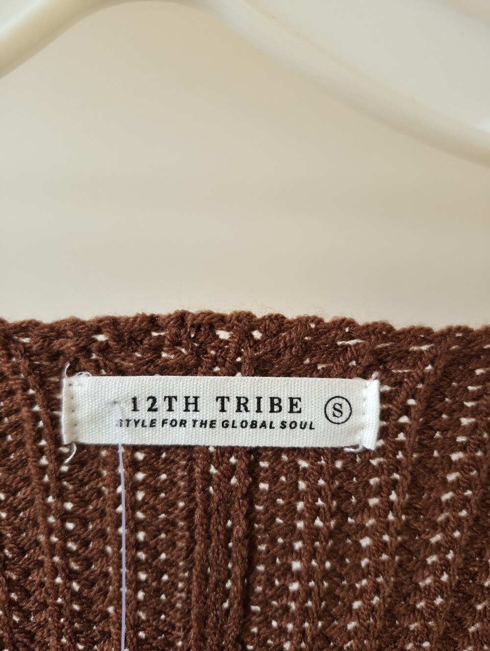 12th Tribe Brown Knit Sweater Midi Dress Women's Long Sleeve Boho Size Small - Picture 3 of 6